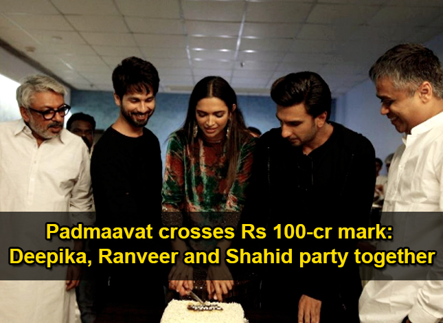 Padmaavat-crosses-Rs-100-cr mark:-Deepika-Ranveer-and-Shahid-party-Together