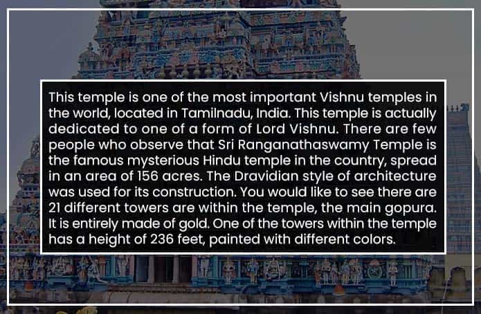 Sri Ranganathaswamy Temple, India